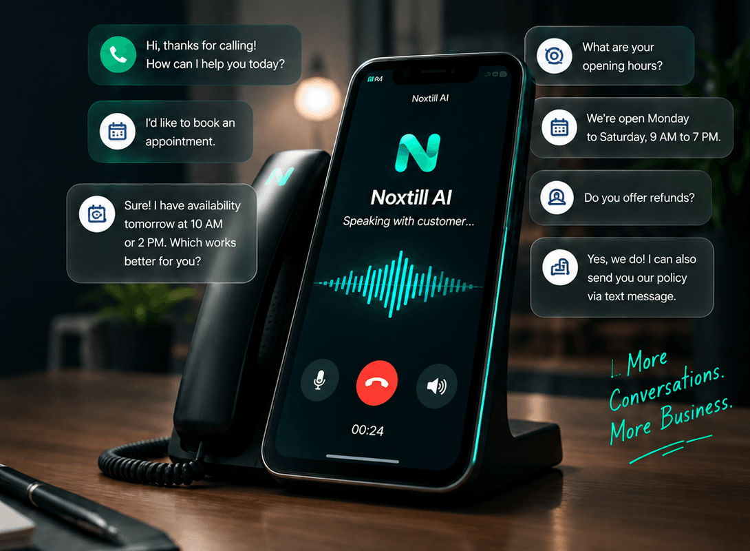 Noxtill AI answering a call on the business phone