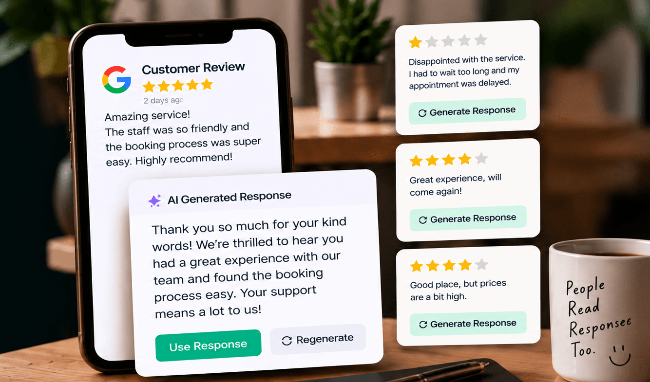 AI-drafted reply to a Google review