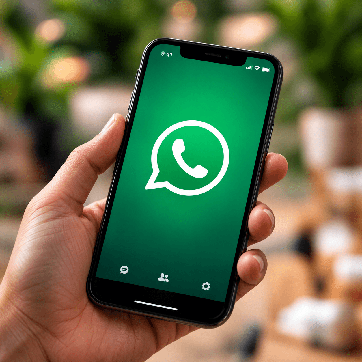 WhatsApp open on a business phone