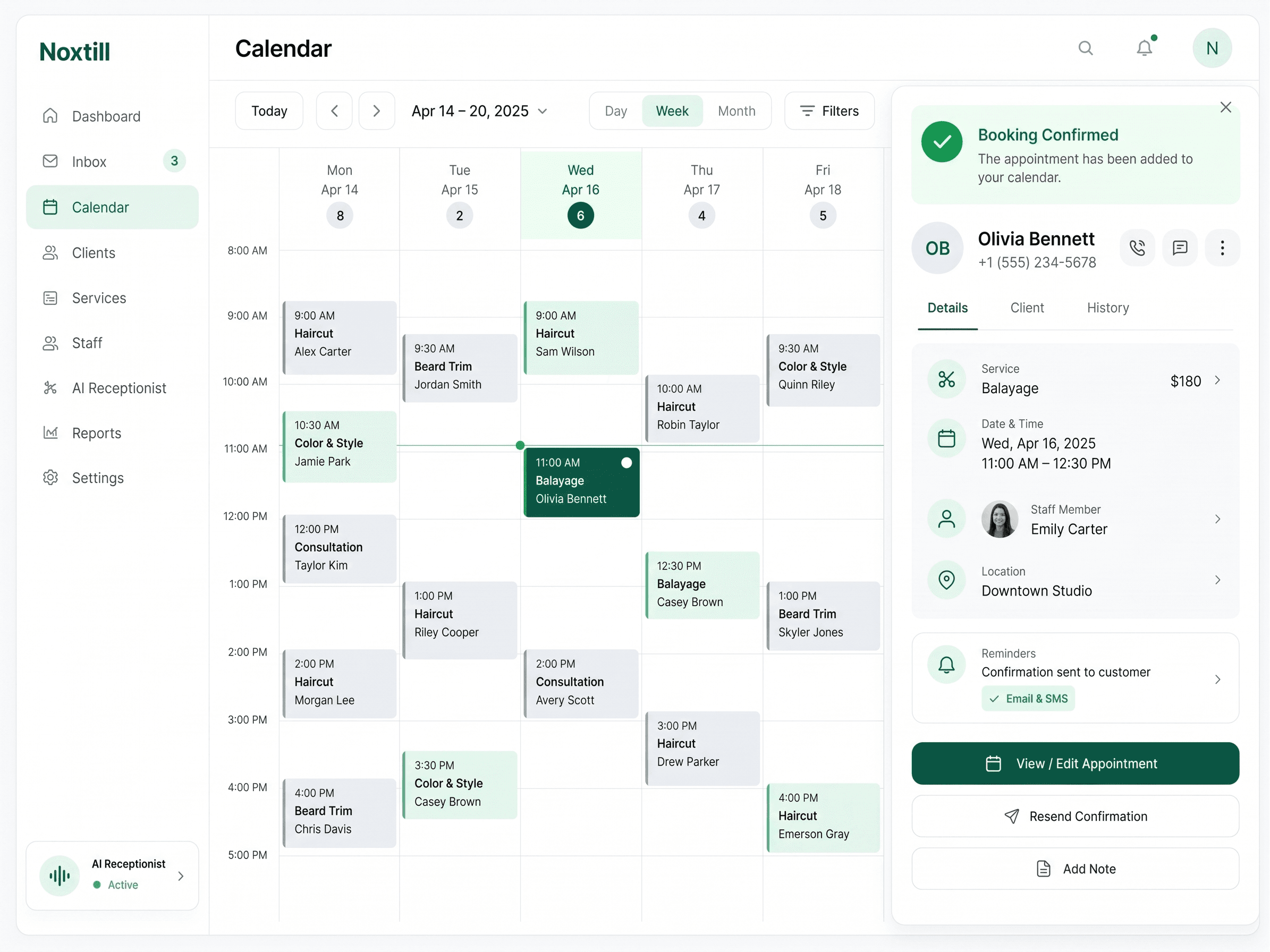 Noxtill appointment calendar for the team