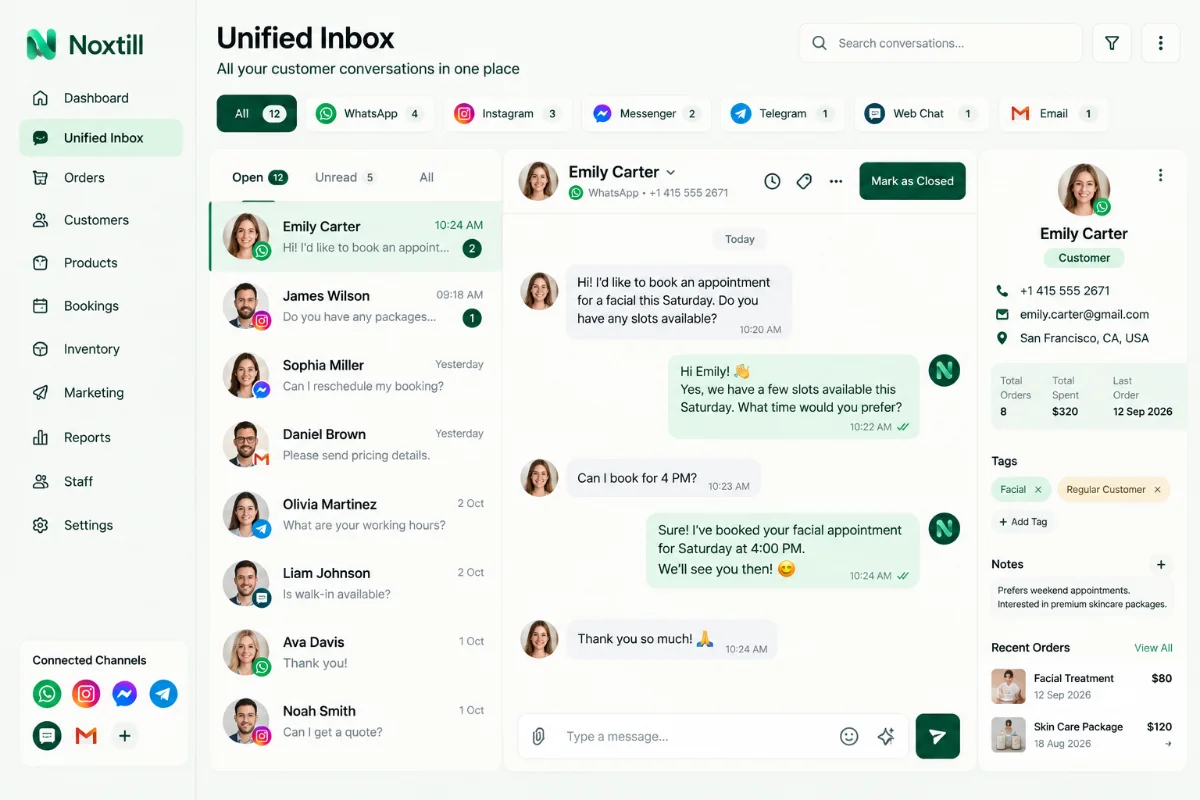 The Unified Inbox with conversations from several channels