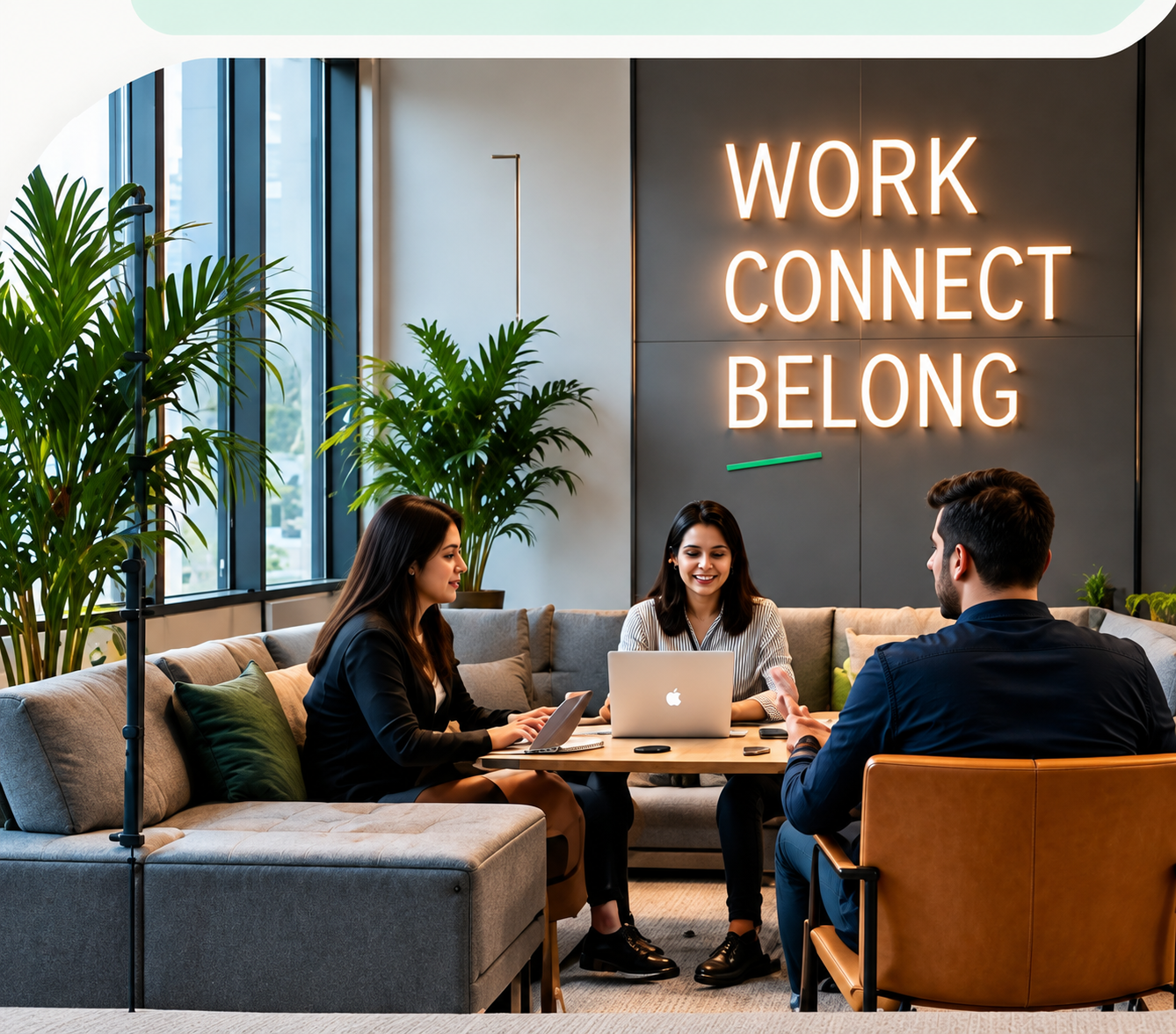 A small team working together in a shared office